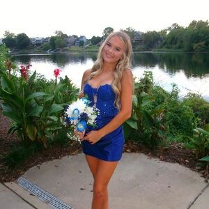 Navy blue homecoming dress with embellished corset!!